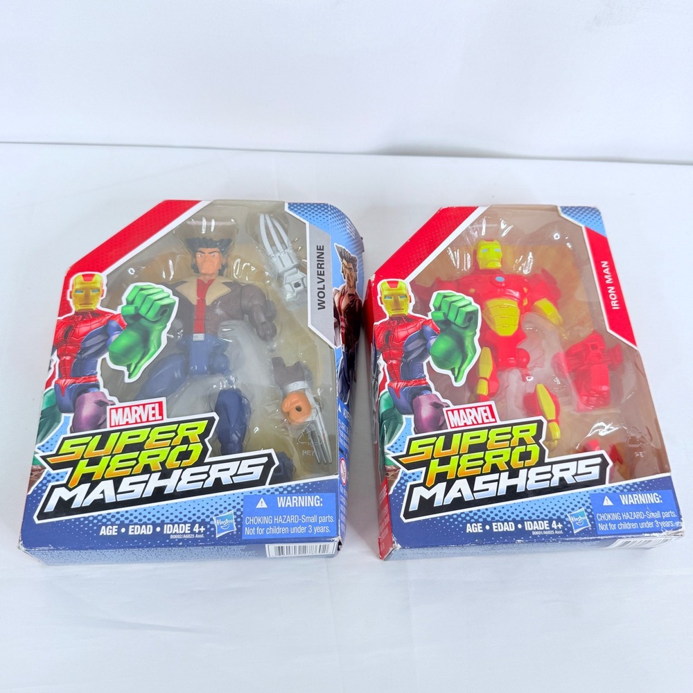 Marvel Super Hero Mashers Wolverine Iron Man Hasbro Action Figure Set B0691